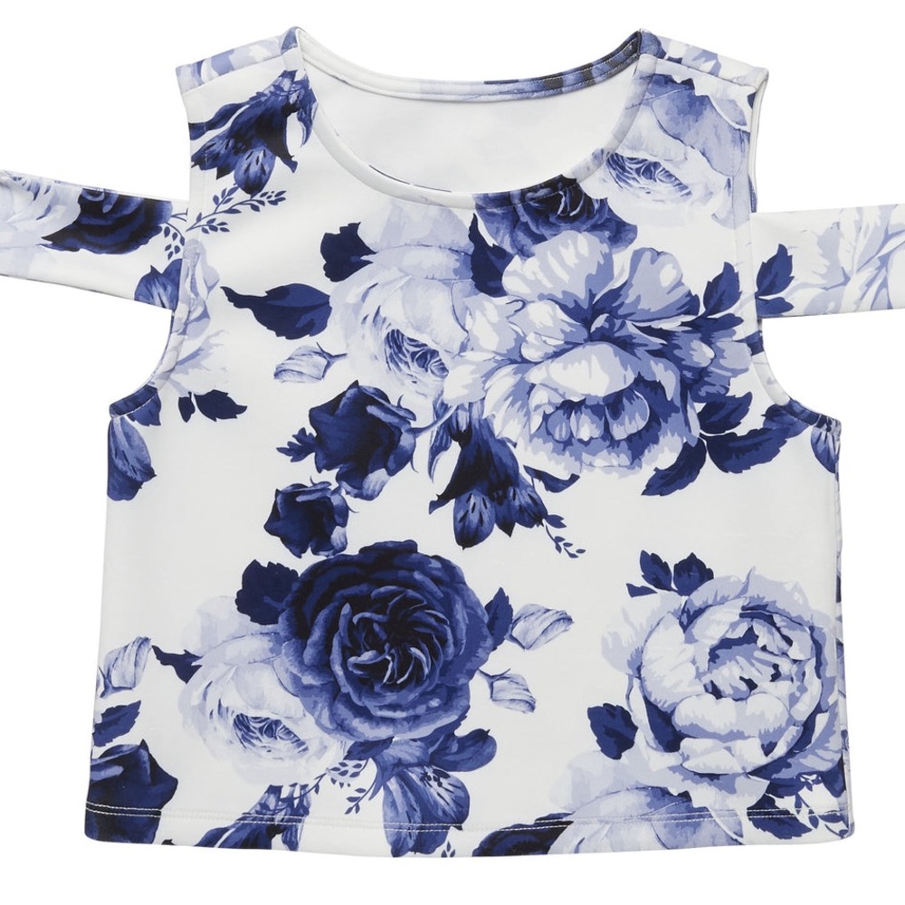 NWOT kidpik Cabbage rose cold off shoulder top small 7/8